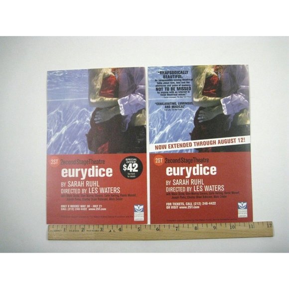 eurydice Playbill 2007 Second Stage Theatre Ticket Carla Harting Joseph Parks - Picture 9 of 10